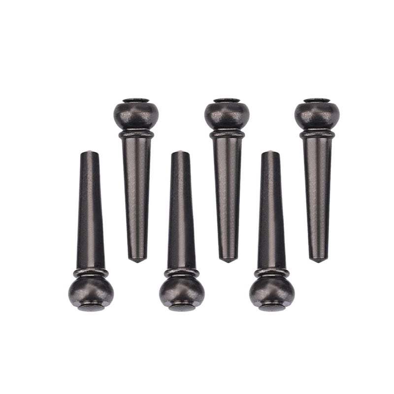 VGEBY 6Pcs Guitar Bridge Pins, Brass Pin Acoustic Guitar Strings Nail Pegs (Black) Ebony Bridge Pins 6 Pacoustic Guitar Strings - Image 1